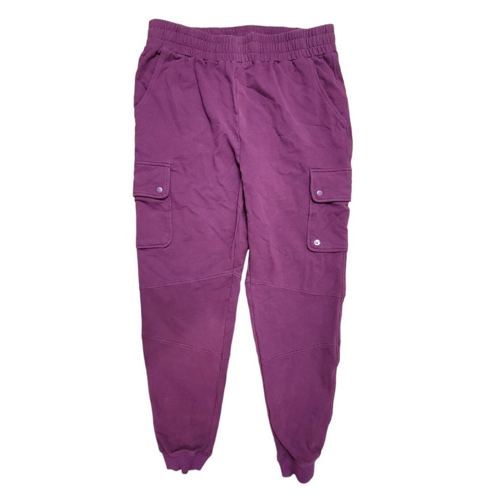 Buff Bunny Throw Back Joggers La Reina Burgundy Athletic Womens Sz M Cargo Knit